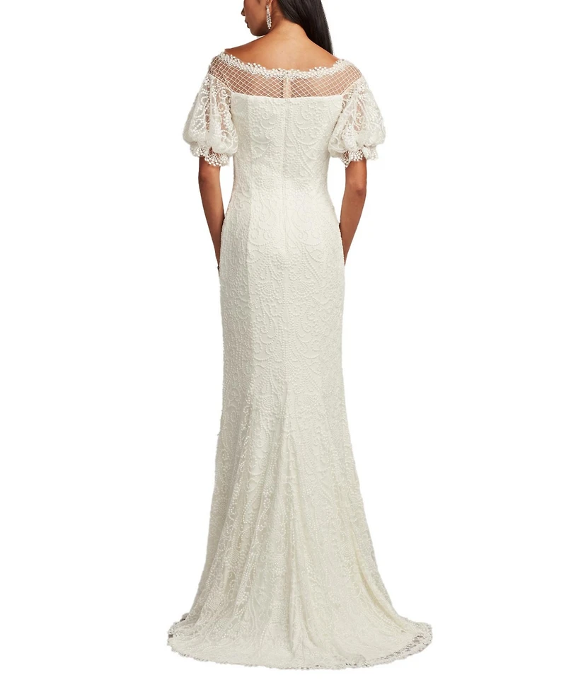 Tadashi Shoji Women's Whelan Embroidered Puff-Sleeve Gown