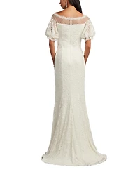Tadashi Shoji Women's Whelan Embroidered Puff-Sleeve Gown