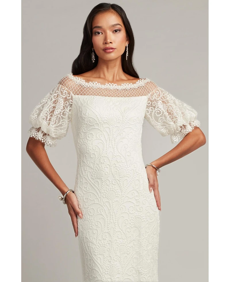 Tadashi Shoji Women's Whelan Embroidered Puff-Sleeve Gown