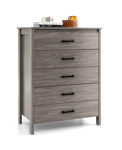 Modern 5-Drawer Multipurpose Chest Dresser with Metal Handles