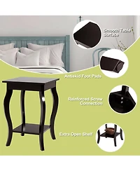 Gymax Accent Side Table Sofa End Table Nightstand Coffee Table w/ Storage Shelf Brown