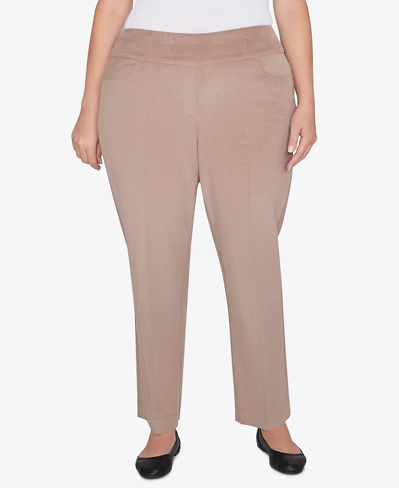 Alfred Dunner Plus Size Telluride Modern Corduroy Faux Fly Front Average Length Pants