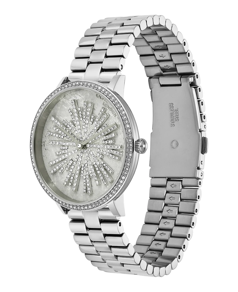Olivia Burton Women's Ice Burst Silver-Tone Stainless Steel Bracelet Watch 35mm