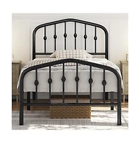 Yaheetech Modern Twin Size Metal Bed Frame with Arched Headboard and Footboard/Spacious Underbed Storage Space/Heavy Duty Slat Support Black