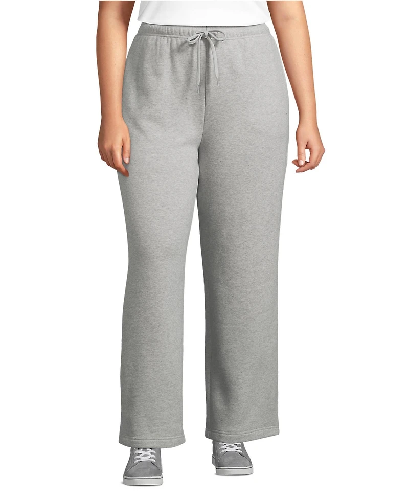 Lands' End Plus Serious Sweats High Rise Relaxed Straight Leg Pants - Set Bottom
