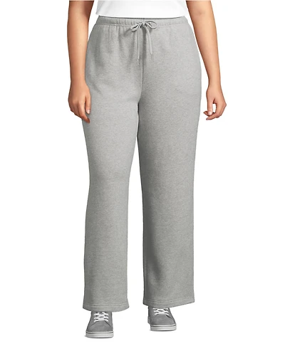 Lands' End Plus Serious Sweats High Rise Relaxed Straight Leg Pants - Set Bottom