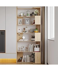 Famapy 7-Shelves Accent Bookcase, Open Back Bookshelf, Corner Bookcase