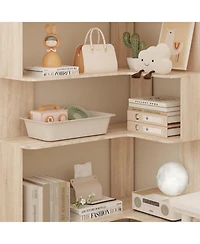 Famapy 7-Shelves Accent Bookcase, Open Back Bookshelf, Corner Bookcase