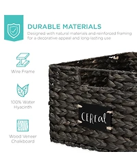 Best Choice Products Set of 2 16in Woven Water Hyacinth Pantry Baskets w/ Chalkboard Label, Chalk Marker