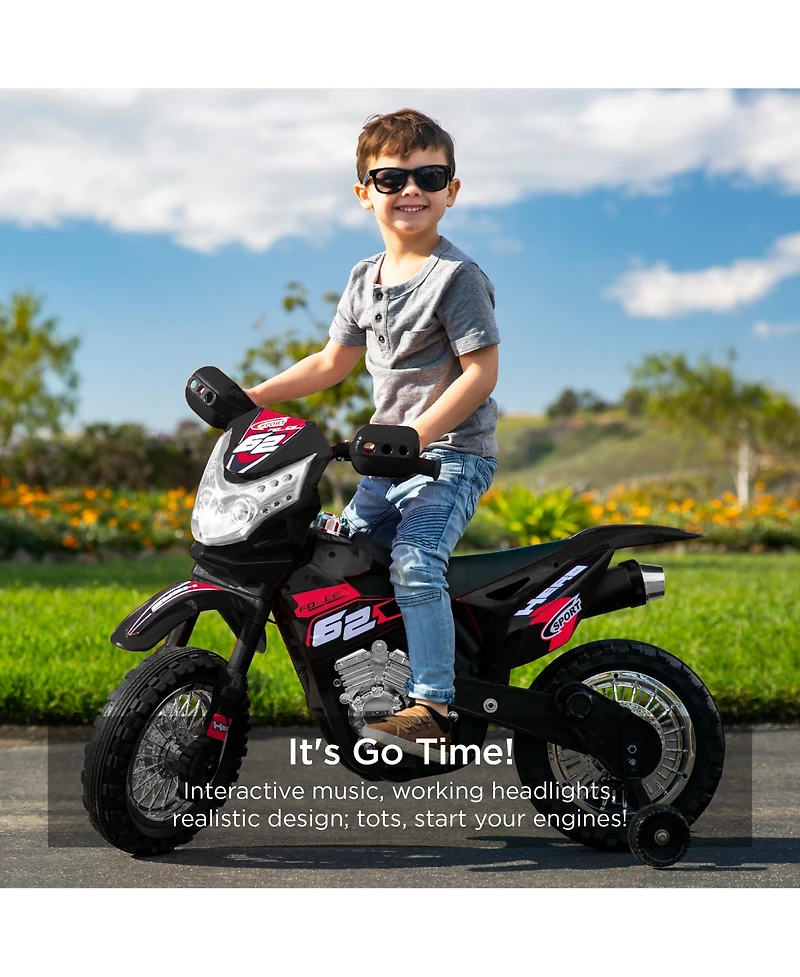 Best Choice Products 6V Kids Electric Battery Powered Ride On Motorcycle w/ Training Wheels, Lights, Music
