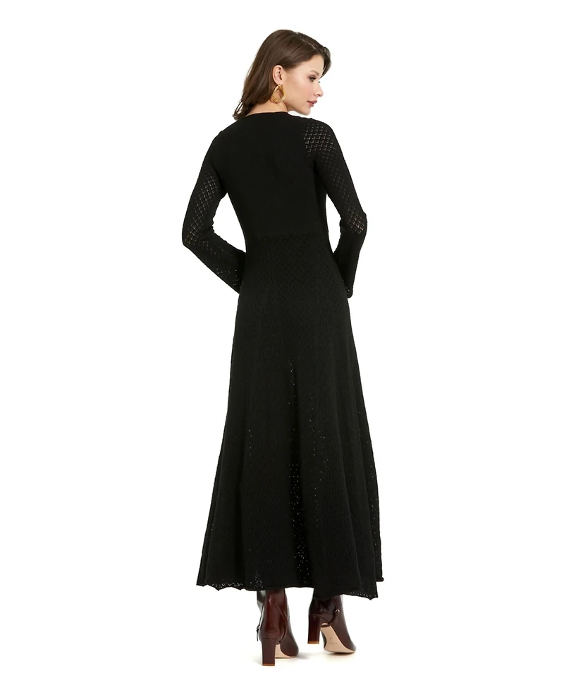 Women's Scoop Neck Long Sleeve Knit Maxi Dress