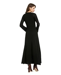Women's Scoop Neck Long Sleeve Knit Maxi Dress