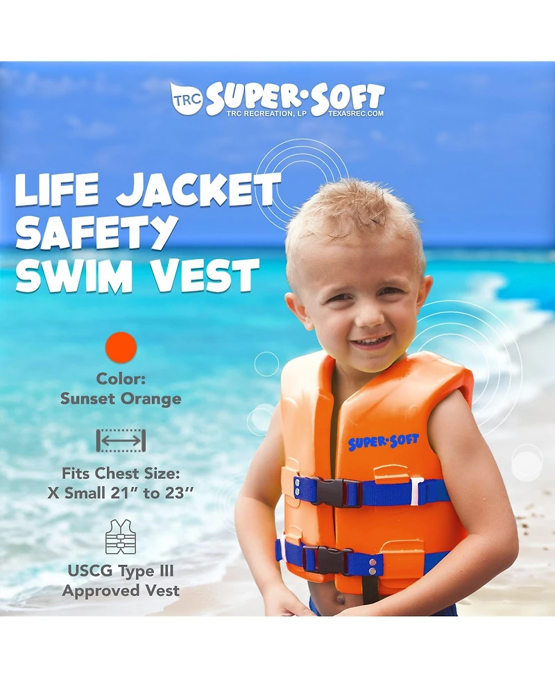 Trc Recreation Super Soft Child Life Jacket Swim Vest, Small