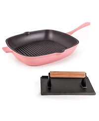 BergHOFF Neo 2pc Cast Iron 11" Grill Pan with Steak Press