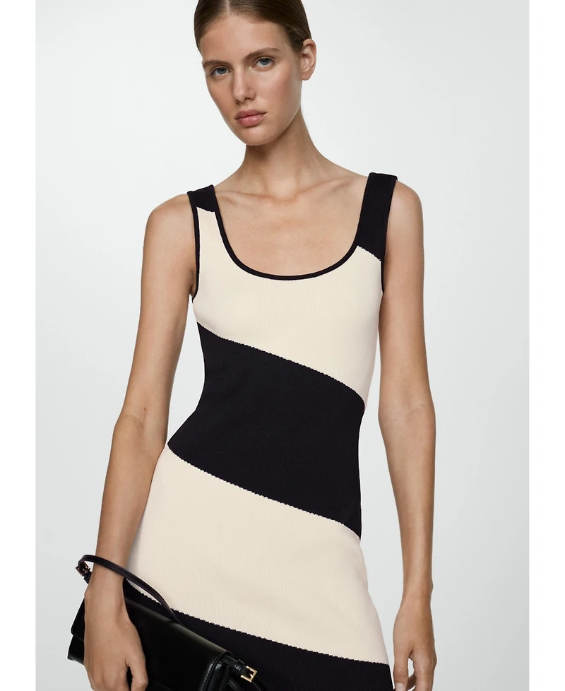 Mango Women's Striped Knitted Midi-Dress