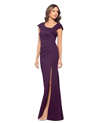 Xscape Women's Asymmetric-Neck Side-Slit Gown