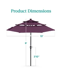 Best Choice Products 10ft 3-Tier Solar Patio Umbrella w/ 24 Led Lights, Tilt Adjustment, Easy Crank