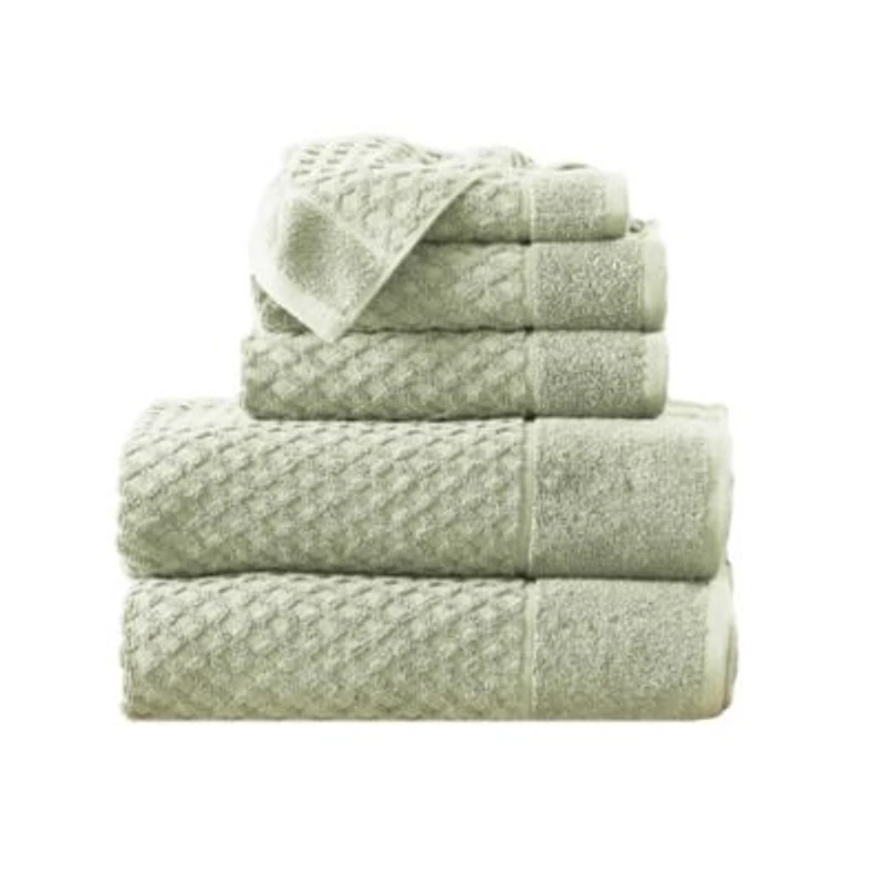 Linery Co. Quick Drying Cotton Diamond Waffle Textured 6 Piece Bath Towel Set
