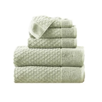 Linery Co. Quick Drying Cotton Diamond Waffle Textured 6 Piece Bath Towel Set