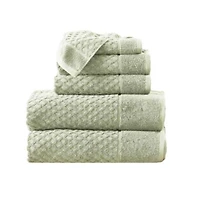 Linery Co. Quick Drying Cotton Diamond Waffle Textured 6 Piece Bath Towel Set