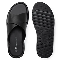 Alpine Swiss Men's Hugo Faux Leather Slide Sandals Dressy Comfortable Shoes