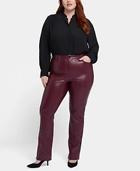 Nydj Plus Artificial Leather Marilyn Straight Pants