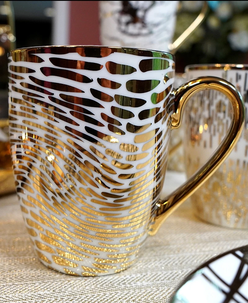 Certified International Matrix 6 Pc. Gold-Silver Tone Mugs