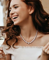 Cultured Freshwater Pearl (11-12mm) & Cubic Zirconia Heart Clasp 18" Collar Necklace