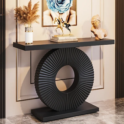 Tribesigns Modern Console Table with Geometric Base, 40 inch Wood Entryway Table Sofa Table Narrow Long, Contemporary Accent Table for Living Room, En