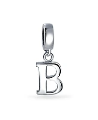 Bling Jewelry Dangle Block Letter A-z Alphabet Initial Charm Bead Solid .925 Sterling Silver Fits European Bracelet