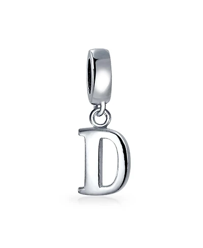 Bling Jewelry Dangle Block Letter A-z Alphabet Initial Charm Bead Solid .925 Sterling Silver Fits European Bracelet