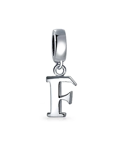Bling Jewelry Dangle Block Letter A-z Alphabet Initial Charm Bead Solid .925 Sterling Silver Fits European Bracelet