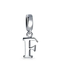 Bling Jewelry Dangle Block Letter A-z Alphabet Initial Charm Bead Solid .925 Sterling Silver Fits European Bracelet