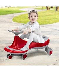 Gymax Wiggle Car Ride-on Toy w/ Flashing Wheels for Toddlers & Kids Pink