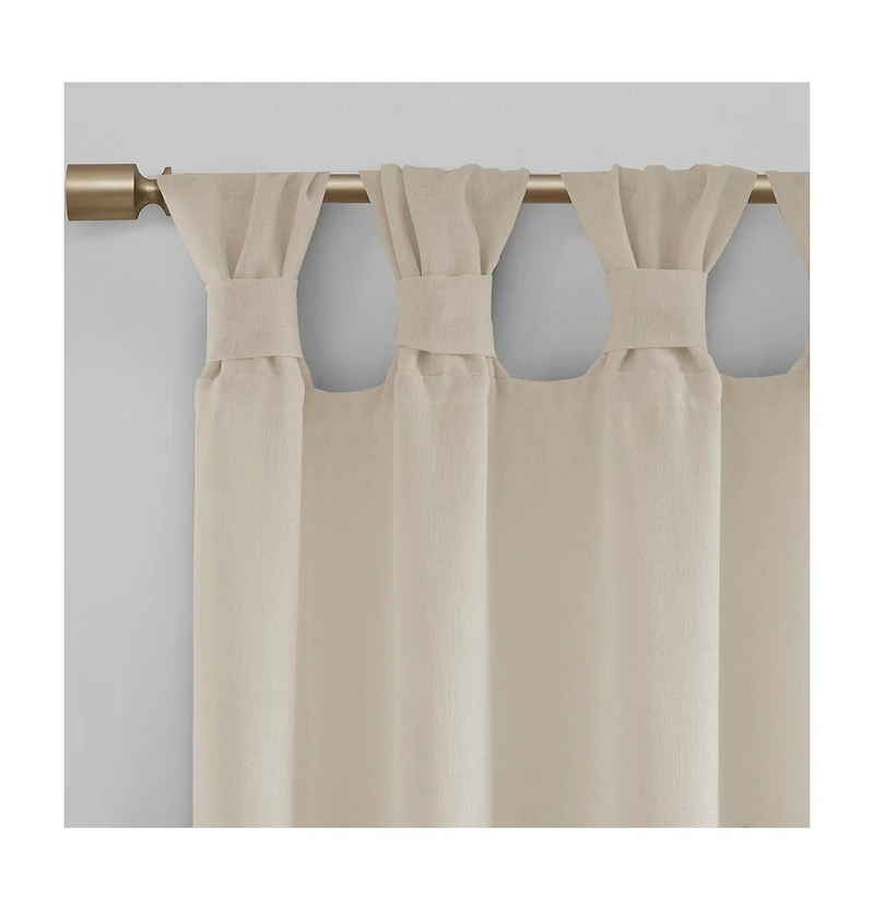 Rosette Floral Embellished Cuff Tab Top Solid Curtain Panel