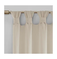 Rosette Floral Embellished Cuff Tab Top Solid Curtain Panel