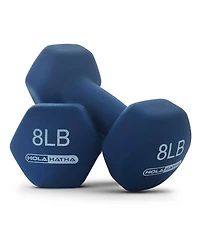 HolaHatha 3, 5, and 8 Pound Dumbbell Hand Weight Set with Storage Rack, Multi