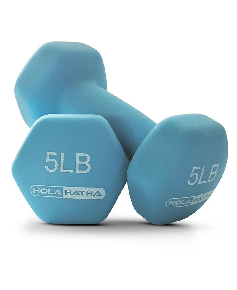 HolaHatha 3, 5, and 8 Pound Dumbbell Hand Weight Set with Storage Rack, Multi