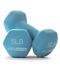 HolaHatha 3, 5, and 8 Pound Dumbbell Hand Weight Set with Storage Rack, Multi