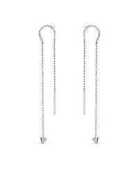 Bling Jewelry Minimalist Tiny Arrow Chain Threader Earrings 14K Gold Plated Sterling Silver