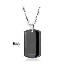 Bling Jewelry Cz Edge Black Dog Tag Pendant Necklace Stainless Steel with Bead Ball Chain 24 In