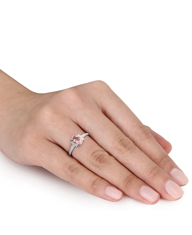 Morganite (1-1/7 ct. t.w.) and Diamond (1/20 Ring 18k Rose Gold Over Sterling Silver (Also available Aquamarine)