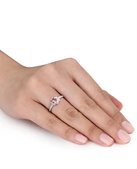 Morganite (1-1/7 ct. t.w.) and Diamond (1/20 Ring 18k Rose Gold Over Sterling Silver (Also available Aquamarine)