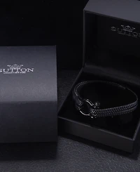 Rhona Sutton Screw Lock Black Buckle Stainless Steel Bracelet
