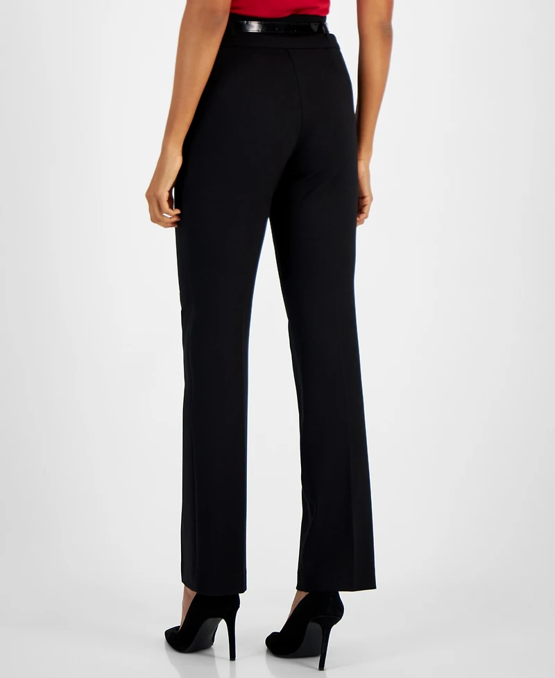 Kasper Women's Compression High-Rise Belted Bootcut Pants, Regular & Petite