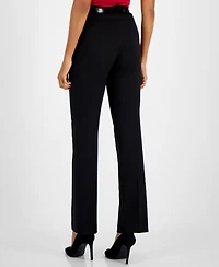 Kasper Women's Compression High-Rise Belted Bootcut Pants, Regular & Petite