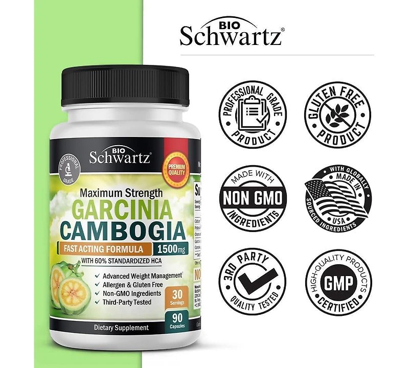 Garcinia Cambogia Weight Loss Pills - 1500mg Hca Pure Extract - Fast Acting Appetite Suppressant - Fat Burner for Women and Men to Help Lose Weight