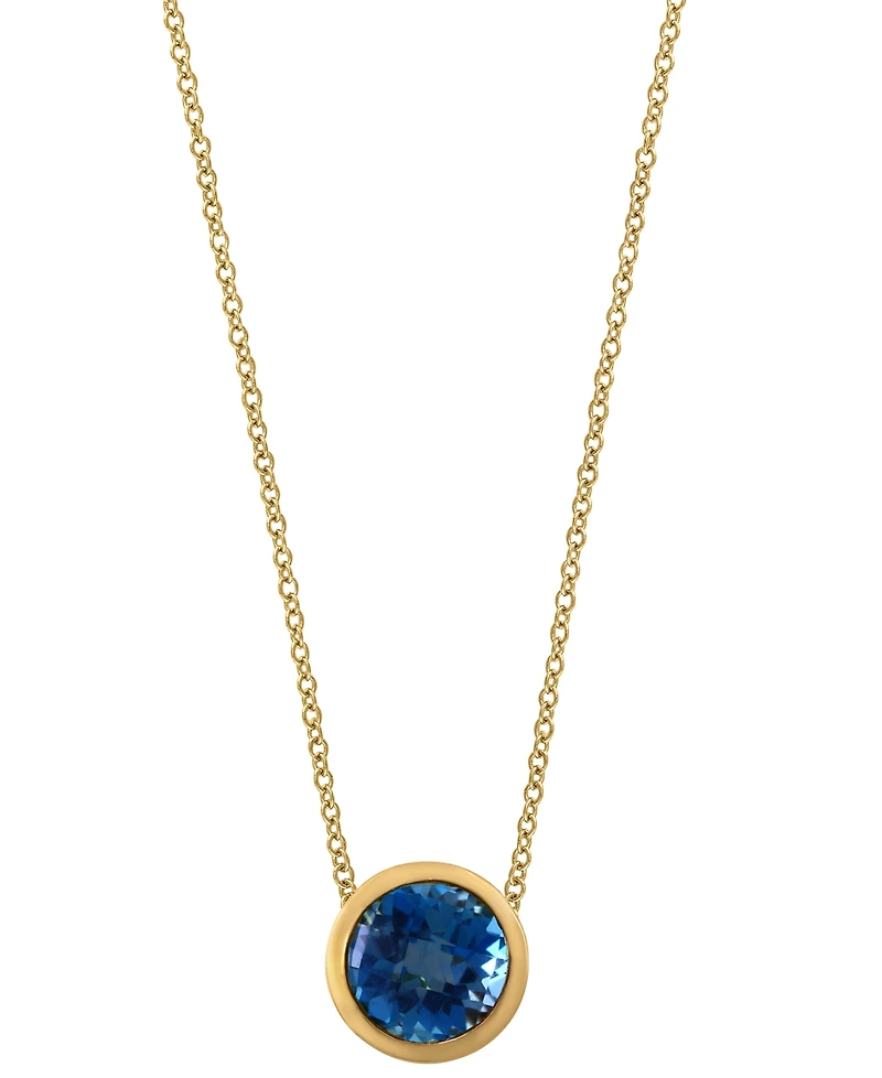 Effy Round Gemstone 18" Pendant Necklace in 14K Gold Plated Silver