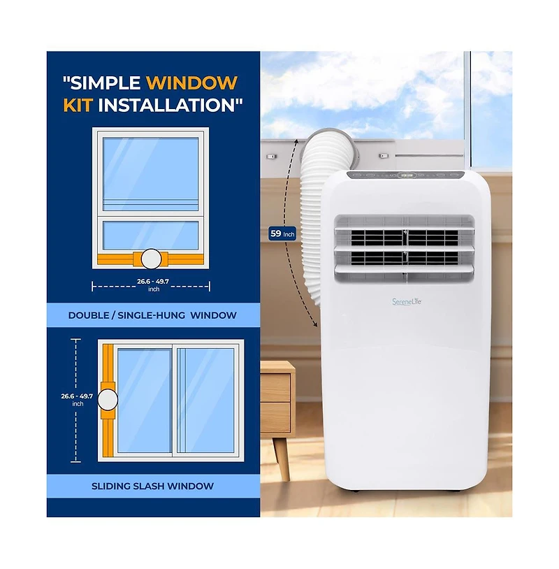 SereneLife Portable Air Conditioner & Heater, 12,000 Btu Cooling, 12,000 Btu Heating, Built-in Dehumidifier & Fan