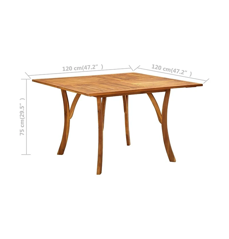 vidaXL Patio Table 47.2"x47.2"x29.5" Solid Acacia Wood